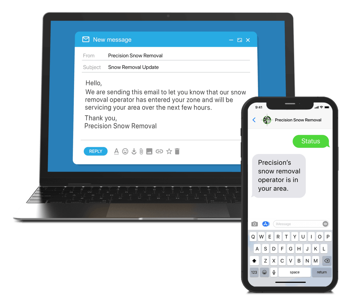 PlowCall notifications delivered by e-mail, text message, and phone call.